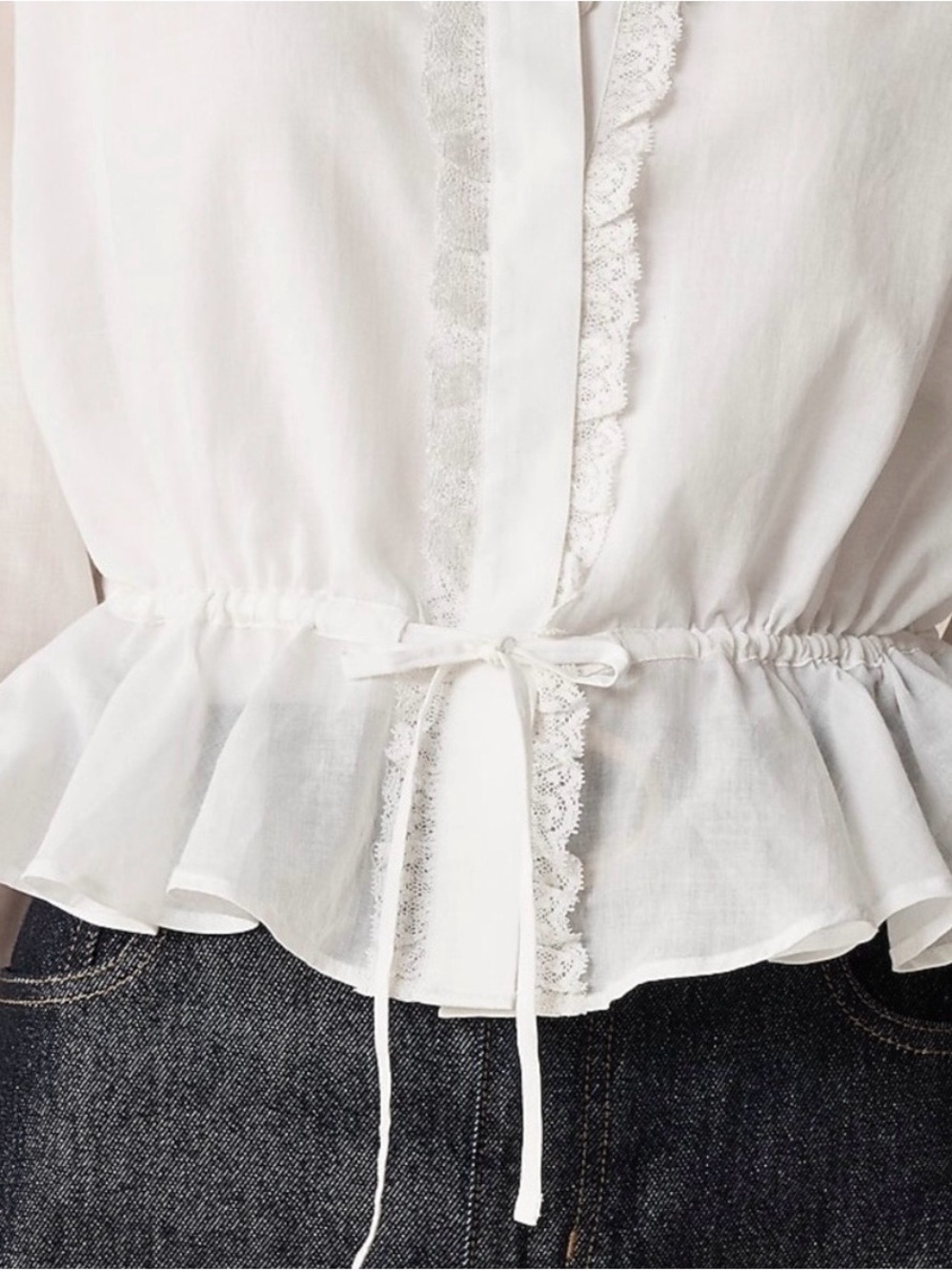 NWT J.Crew Lace-Trim Cinched-Waist Top - Picture 2 of 8